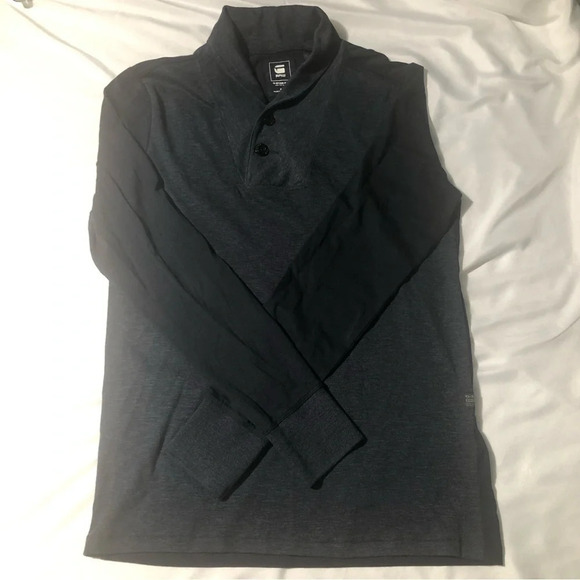 G-Star Raw Shawl Collar Pullover Sweater in Dark Grey and  Black - Picture 1 of 15